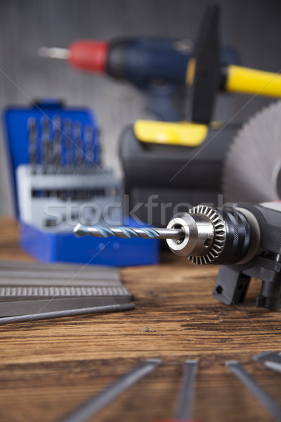 Working tools on wooden background Stock photo © JanPietruszka