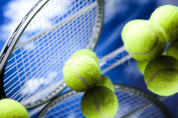 Raquette de tennis balle fond Ouvrir la jouer saleté [[stock_photo]] © JanPietruszka