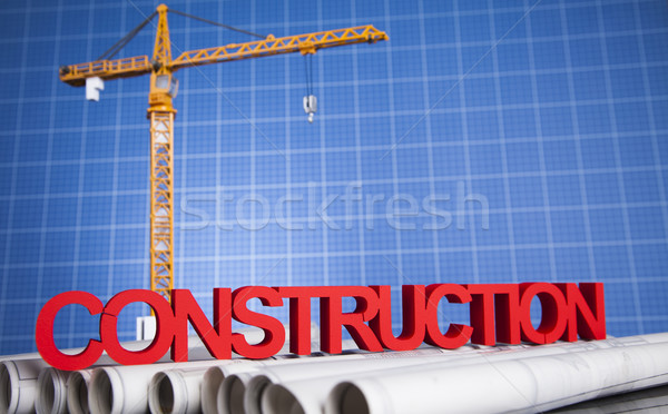 Grue blueprints bâtiments construction affaires Photo stock © JanPietruszka