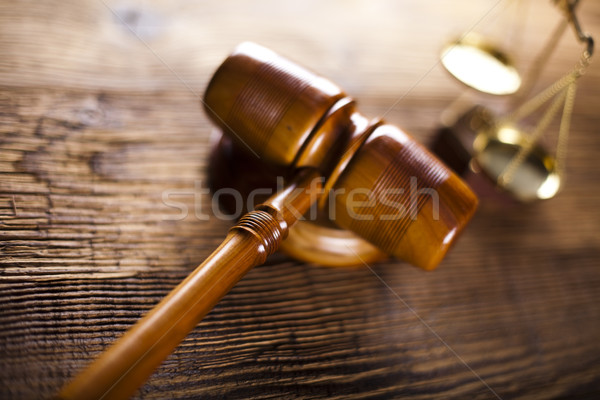 Stock photo: Wooden gavel barrister, justice concept, legal system 