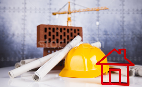 Construction site with cranes and building concept Stock photo © JanPietruszka