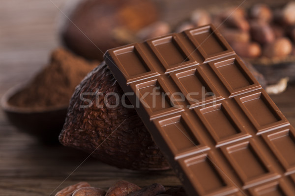Csokoládé szelet cukorka édes kakaó bab por Stock fotó © JanPietruszka