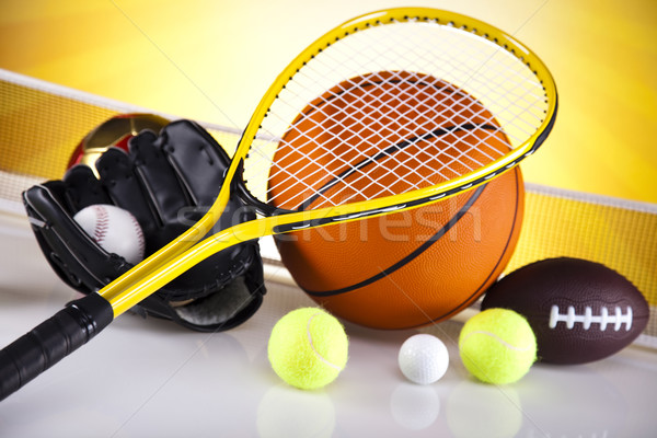 Stock photo: Group of sports equipment 