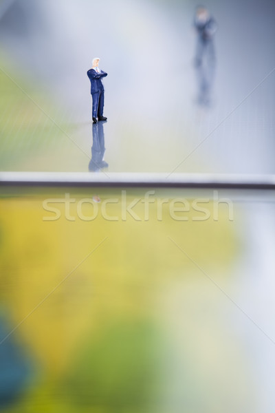 Crazy businessman, modern network symbols concept Stock photo © JanPietruszka