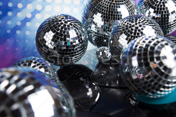 Music background, microphone and Disco Balls  Stock photo © JanPietruszka