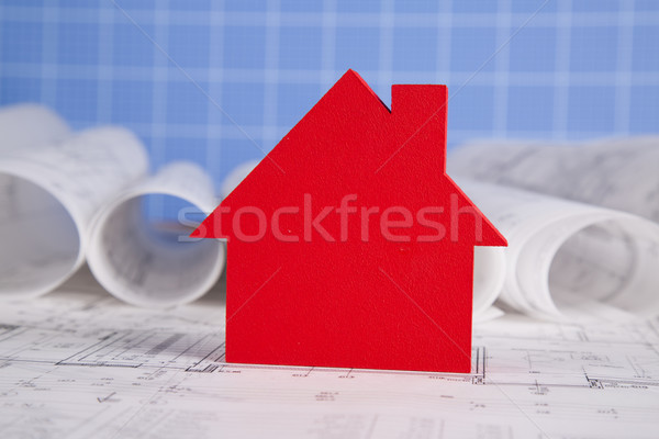 Stock photo: Architectural drawings and house concept