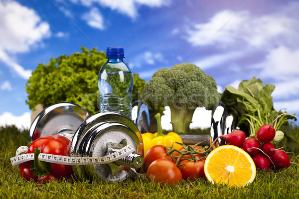 Fitness Food and green grass Stock photo © JanPietruszka