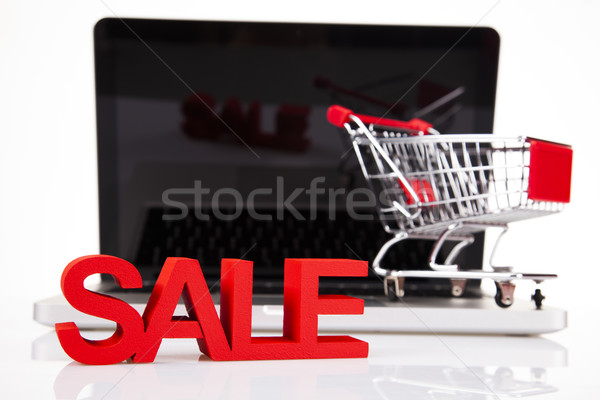 Komputera zakupy online biały technologii ekranu rynku Zdjęcia stock © JanPietruszka