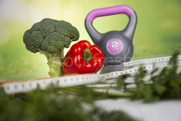 Fitness equipamento alimentação saudável vegetal frutas esportes Foto stock © JanPietruszka