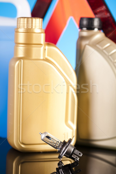 Canisters, Liquids for car on vivid moto concept Stock photo © JanPietruszka