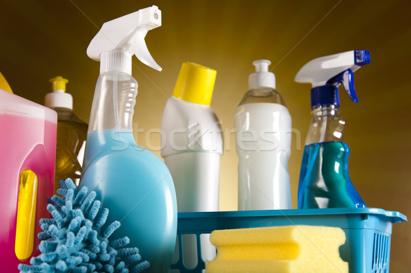 Prodotti di pulizia lavoro home bottiglia servizio chimica Foto d'archivio © JanPietruszka