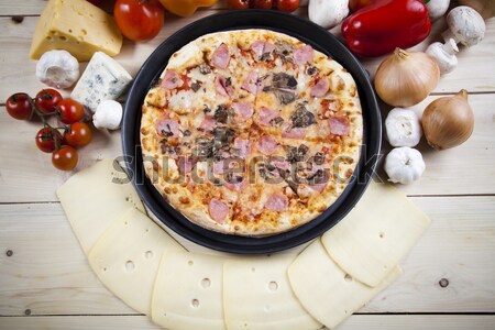 Fresh pizza, tasty natural food theme Stock photo © JanPietruszka