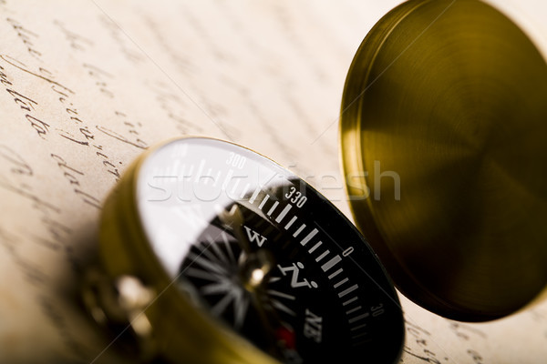 Compass on the old paper background Stock photo © JanPietruszka