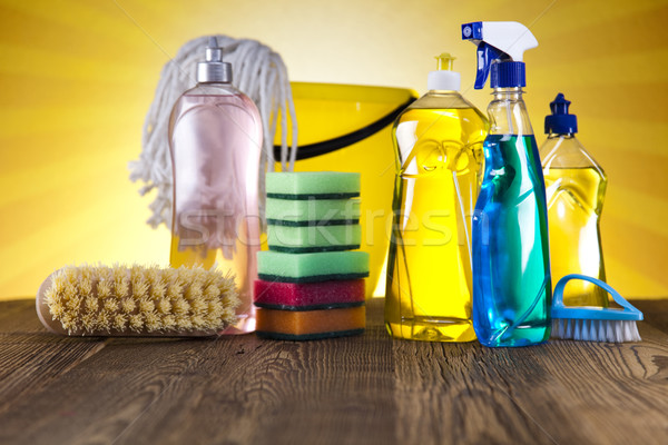 Produktów czyszczących pracy domu butelki usługi chemicznych Zdjęcia stock © JanPietruszka