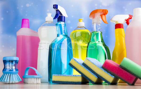 Reinigungsmittel home Arbeit farbenreich Gruppe Flasche Stock foto © JanPietruszka