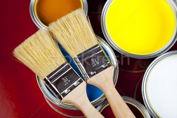 Paint cans, bright colorful tone concept Stock photo © JanPietruszka