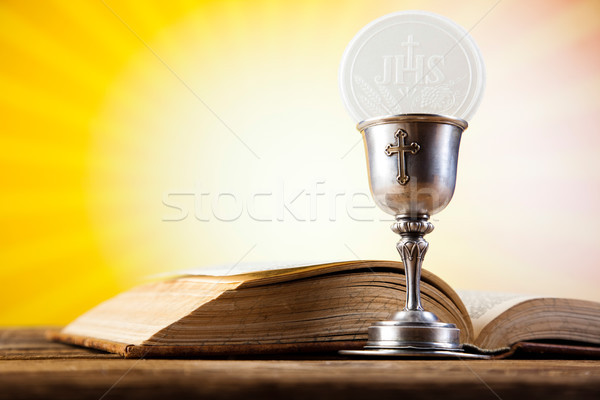 Heilig Gemeinschaft Brot Wein hellen Buch Stock foto © JanPietruszka