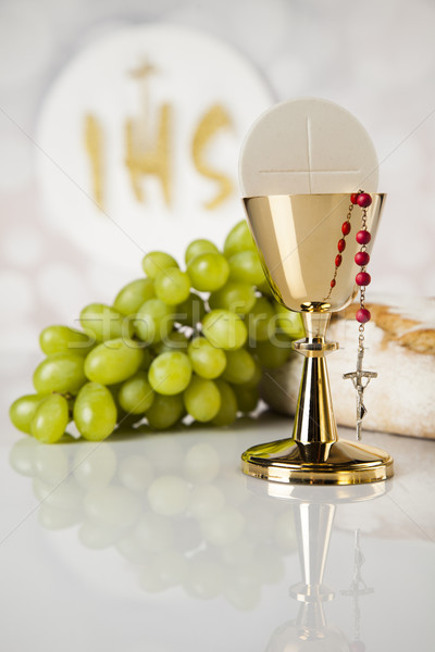 Holy communion a golden chalice, composition isolated on white Stock photo © JanPietruszka