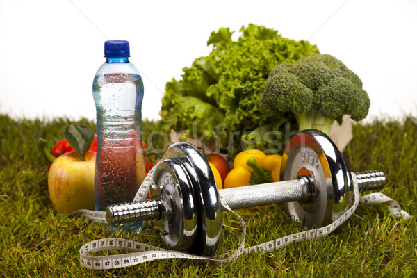 Foto stock: Fitness · comida · grama · verde · saúde · energia · gordura