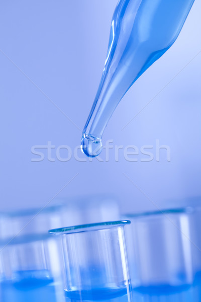 Test tubi primo piano laboratorio medicina blu Foto d'archivio © JanPietruszka
