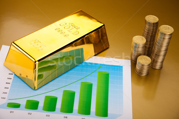 Foto stock: Oro · bares · lineal · gráfico · financieros · dinero