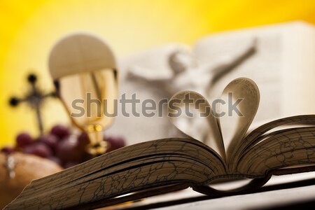 [[stock_photo]]: Symbole · christianisme · religion · lumineuses · livre · jesus