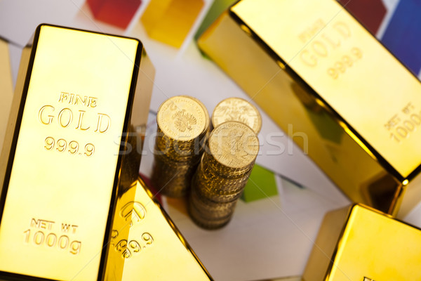 Aranyrúd érmék pénzügy fém bank arany Stock fotó © JanPietruszka
