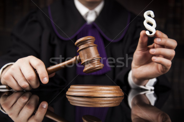 Striking mallet, Judgment concept, book background and Paragraph Stock photo © JanPietruszka