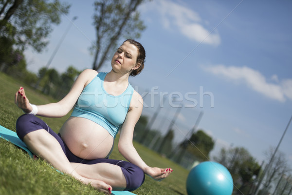孕婦 瑜伽 健康 性質 女子 森林 商業照片 © JanPietruszka