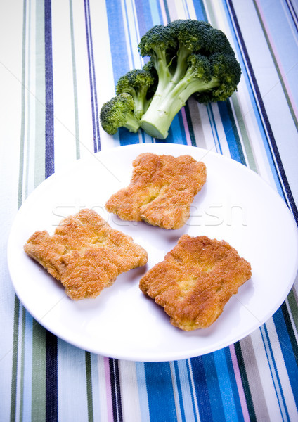 Soya cutlets & broccoli colorful background Stock photo © JanPietruszka