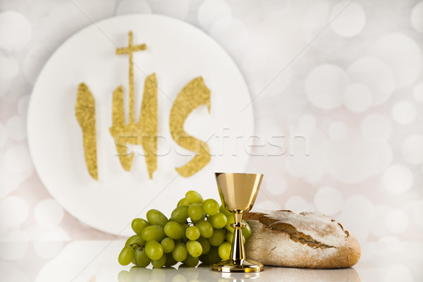 Holy communion for christianity religion, elements on white back Stock photo © JanPietruszka