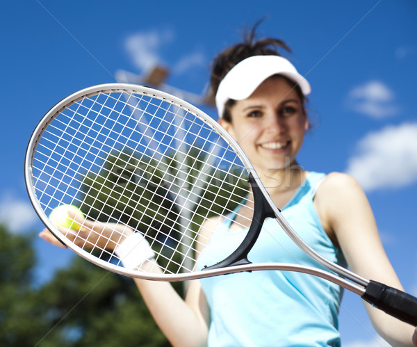 Oynama tenis doğal renkli kadın eğlence Stok fotoğraf © JanPietruszka