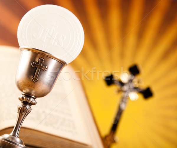 Stock fotó: Szent · úrvacsora · fényes · könyv · Jézus · templom