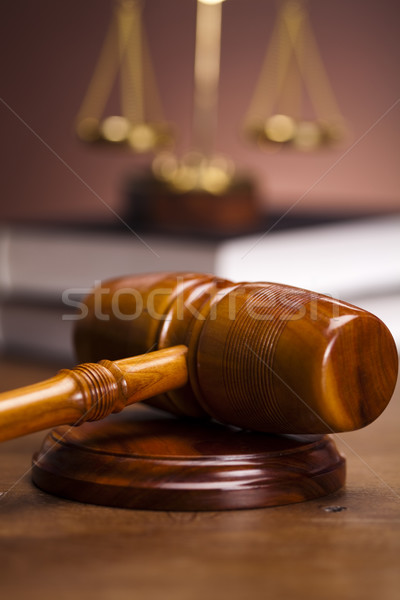 Stockfoto: Recht · justitie · studio · hout · hamer · witte