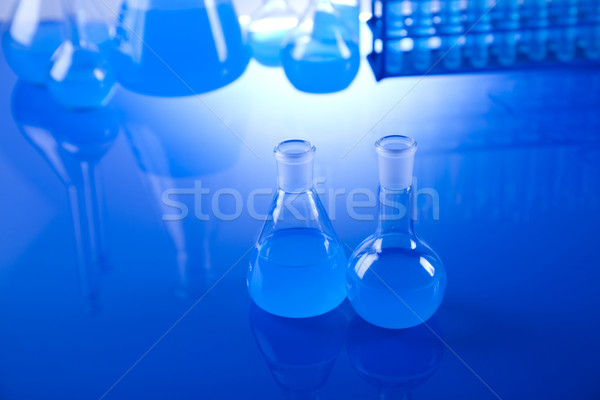 Stock foto: Labor · Glasgeschirr · Ausrüstung · Technologie · Glas · blau