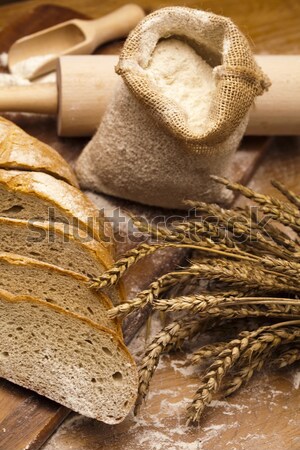 Foto stock: Harina · tradicional · pan · alimentos · fondo · cena