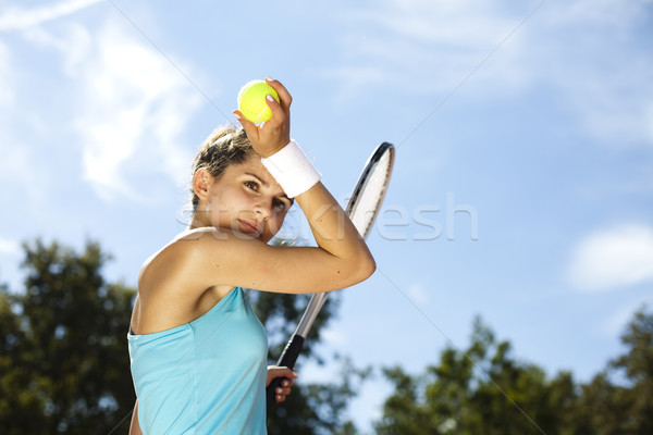 Joc tenis femeie viaţă tineri Imagine de stoc © JanPietruszka