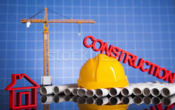 Construction site with cranes and building concept Stock photo © JanPietruszka