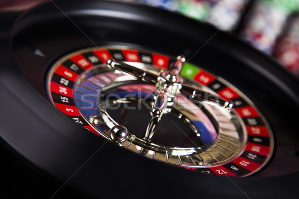 Rulett kaszinó póker zsetonok játszik sültkrumpli jókedv Stock fotó © JanPietruszka