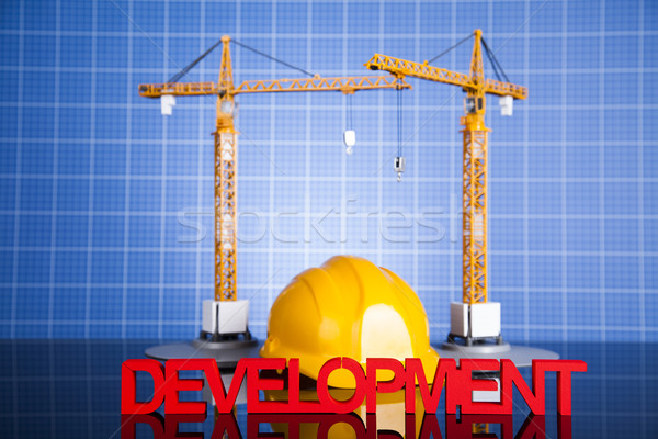 Développement bâtiments construction grue blueprints Photo stock © JanPietruszka