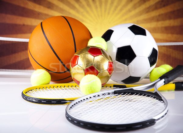 Sportartikelen zonneschijn voetbal sport tennis baseball Stockfoto © JanPietruszka
