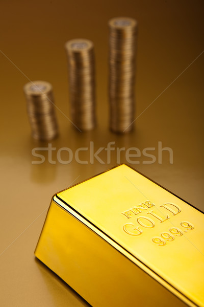 Foto d'archivio: Oro · bar · monete · finanziaria · soldi · metal