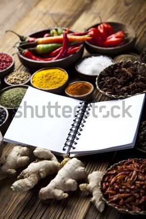 Yemek kitabı baharatlar mutfak canlı kırmızı Stok fotoğraf © JanPietruszka