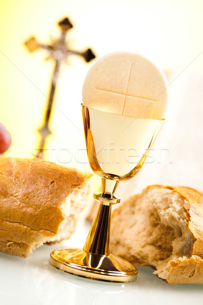 Comuniune luminos Isus pâine Biblie Imagine de stoc © JanPietruszka