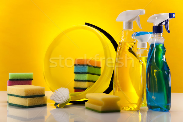 Produktów czyszczących pracy domu butelki czerwony usługi Zdjęcia stock © JanPietruszka