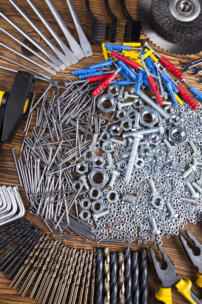 Working tools on wooden background Stock photo © JanPietruszka