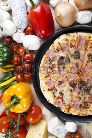 Pizza panela saboroso naturalismo comida folha Foto stock © JanPietruszka