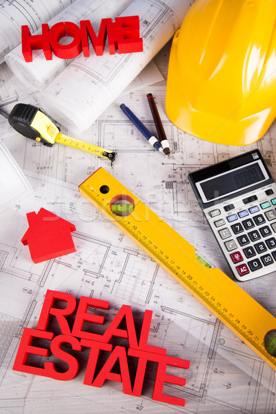 Real estate agency concept and blueprints  Stock photo © JanPietruszka