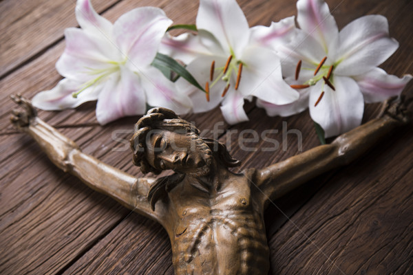 Stockfoto: Jesus · christ · landschap · kruis · kerk · bijbel