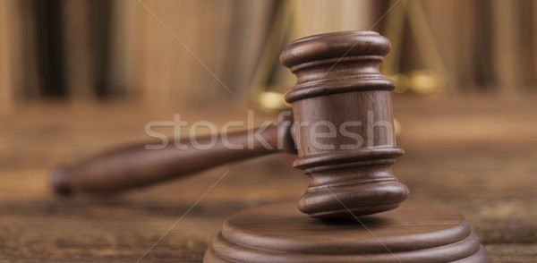 Stock photo: Law theme, mallet of judge, wooden gavel 